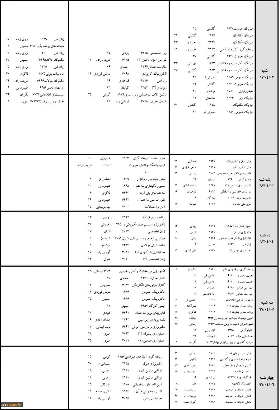 تاریخ برگزاری امتحانات ماه 97 4