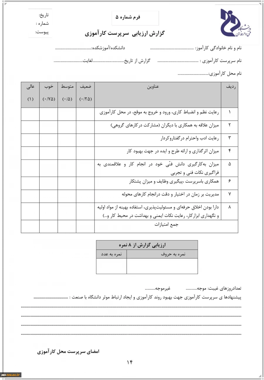 گزارش ارزیابی سرپرست