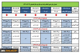 جدول زمان بندی انتخاب واحد ترم دوم 1401